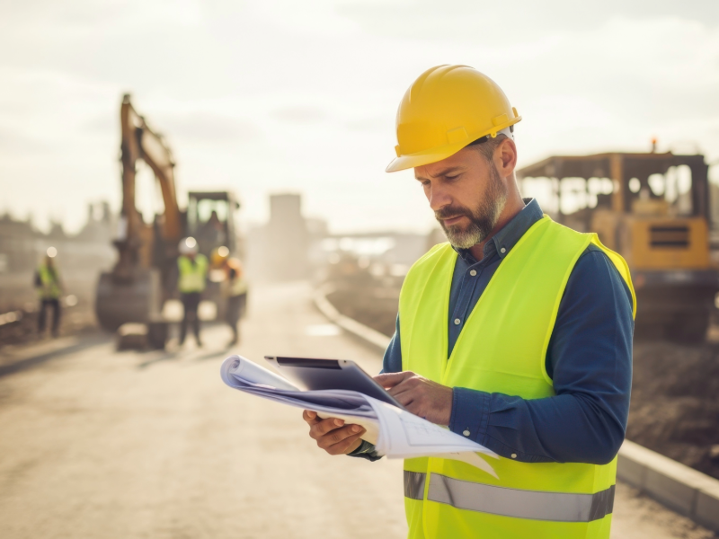 Construction manager checking job details to support fractional CFO onboarding and job costing setup.