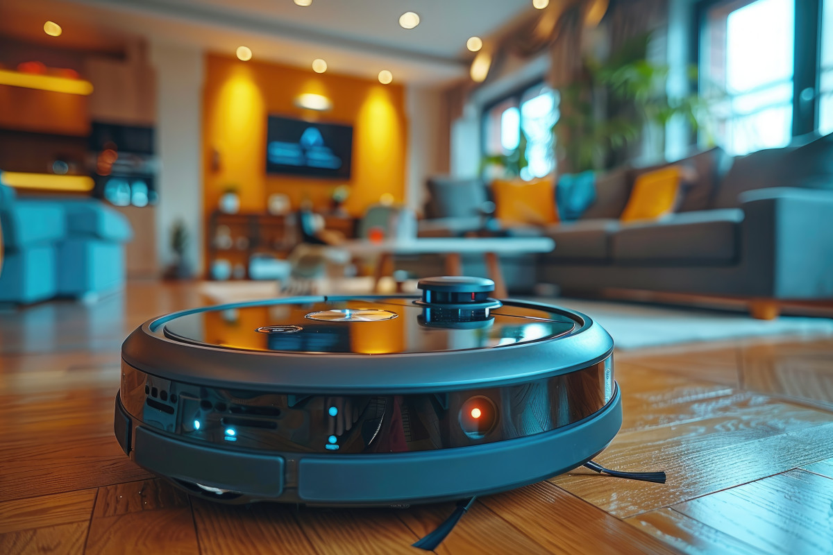 AI robot providing house cleaning service in a Silver Spring home.
