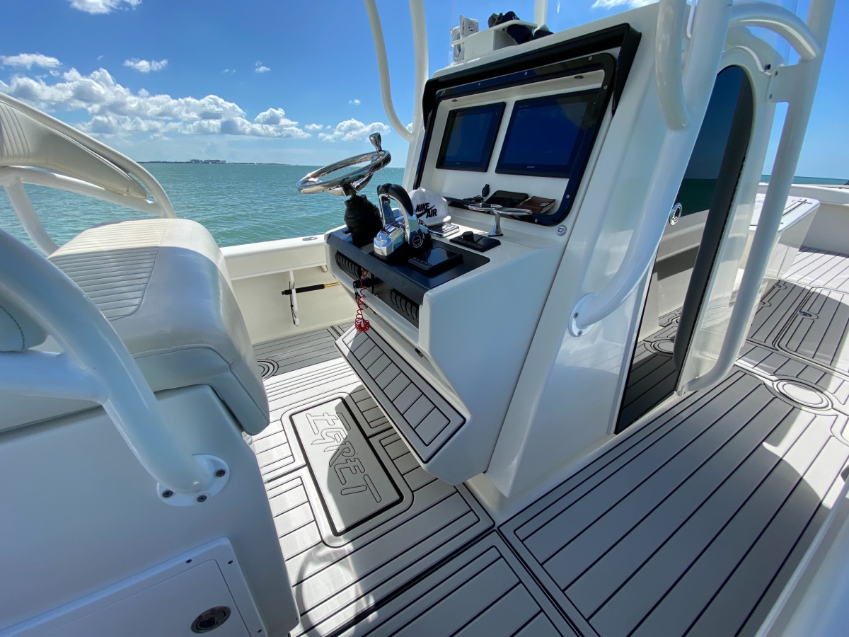 Custom foam boat decking upgrade on a South Florida center console, fall refresh design