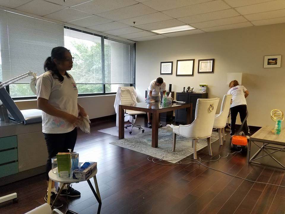 Office cleaning crew from Cimara Cleaning Services maintaining a professional Rockville workspace