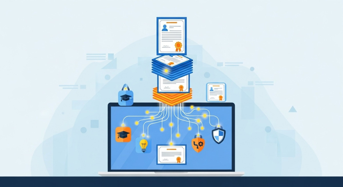 Stackable microcredentials and digital badges building career pathways.