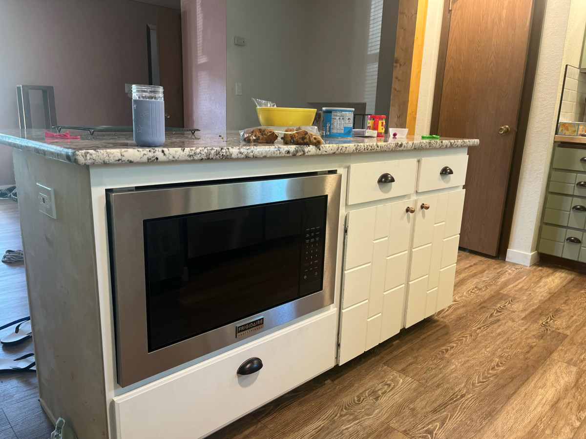 Custom Kitchen Island with built in Microwave
