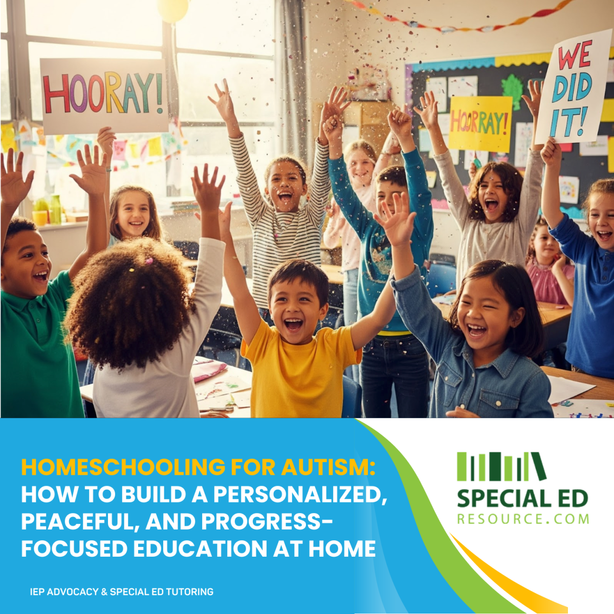 Student with special needs smiling during inclusive classroom celebration