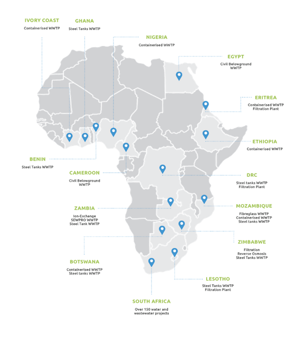 African Countries Covered by Sewtreat