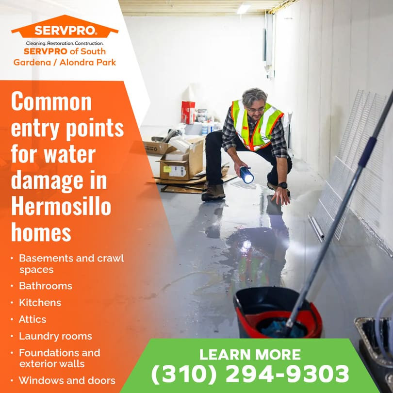 Common entry points for water damage in Hermosillo homes