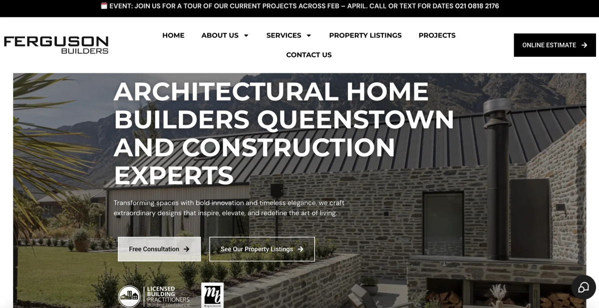 Ferguson Builders Launches New Website for Luxury Homes in Queenstown