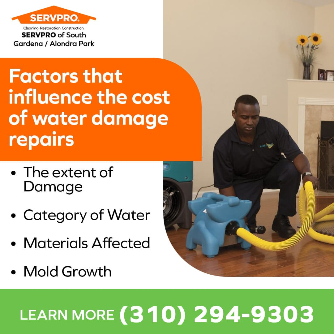 Factors that influence the cost of water damage repair
