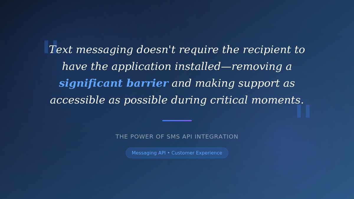 SMS API Integration for Customer Accessibility Pull quote highlighting the key advantage of SMS API integration for accessible communication.