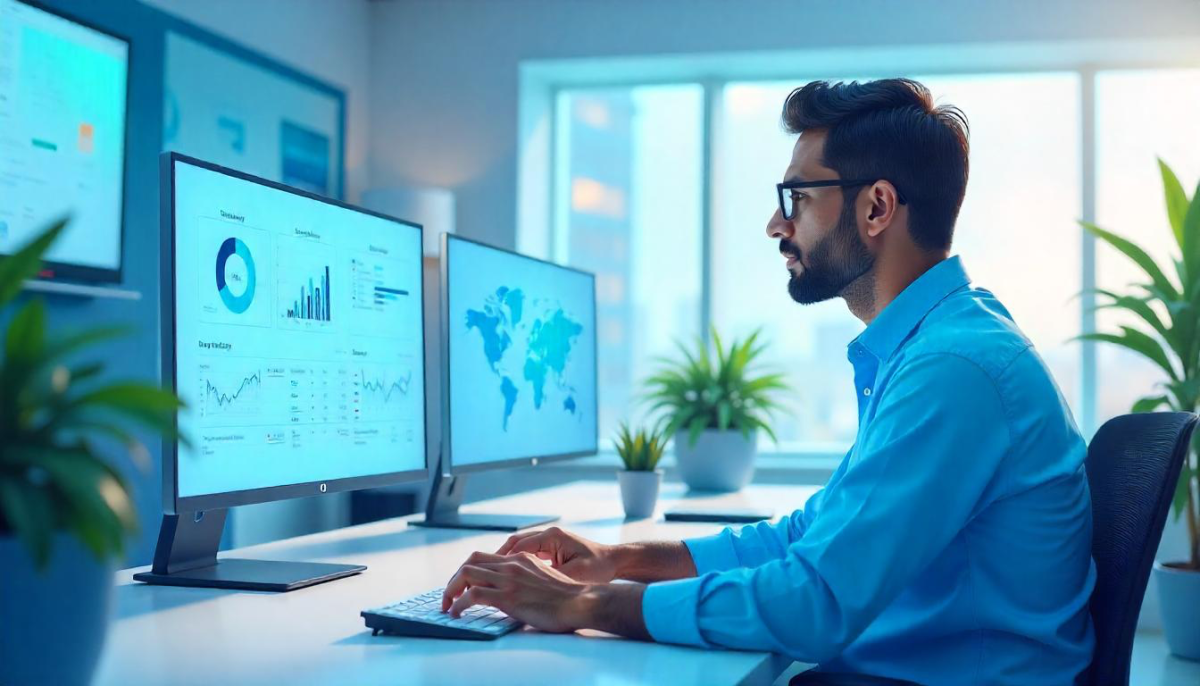 IT professional managing unified communications through a single dashboard